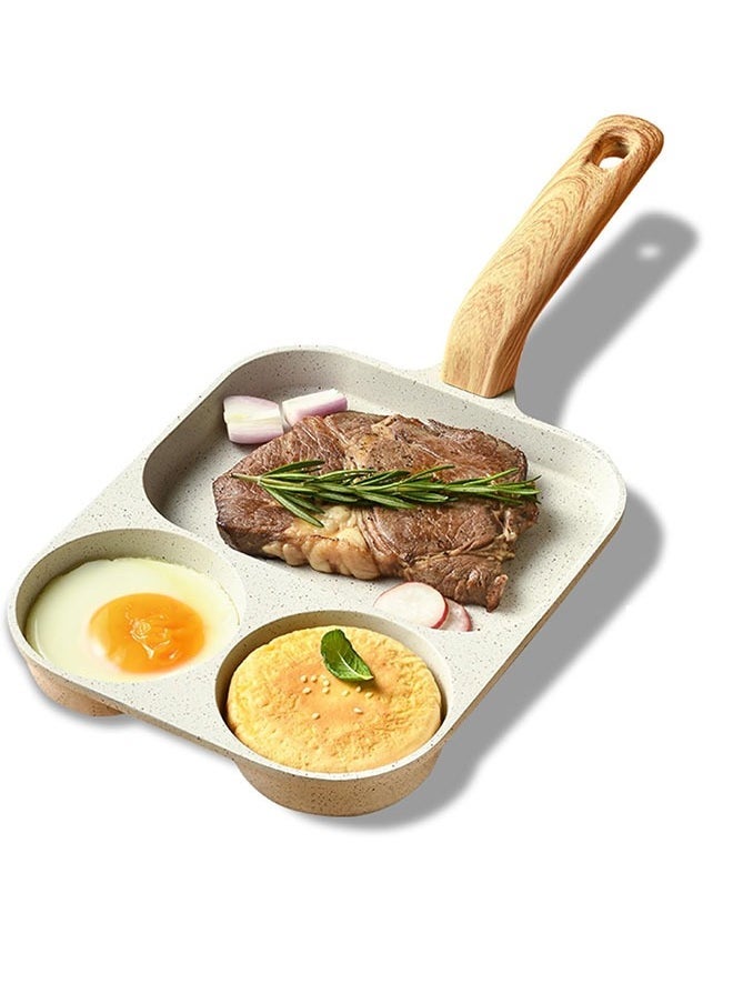 Egg Pan Nonstick Frying Pan, Egg Frying Pan 3 Section, Omelette Pan Aluminium Alloy Pancake Pan for Breakfast, Suitable for Gas Stove and Induction Cookware