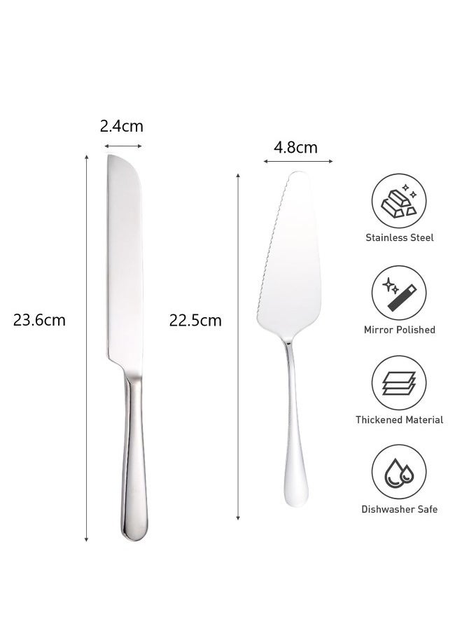 Cake Serving Set Wedding Cake Knife and Server Set Cake Cutting Utensils Stainless Steel Cake Cutter Serrated Cake Knife Professional Dessert Server for Cake Cheese Pie Pizza