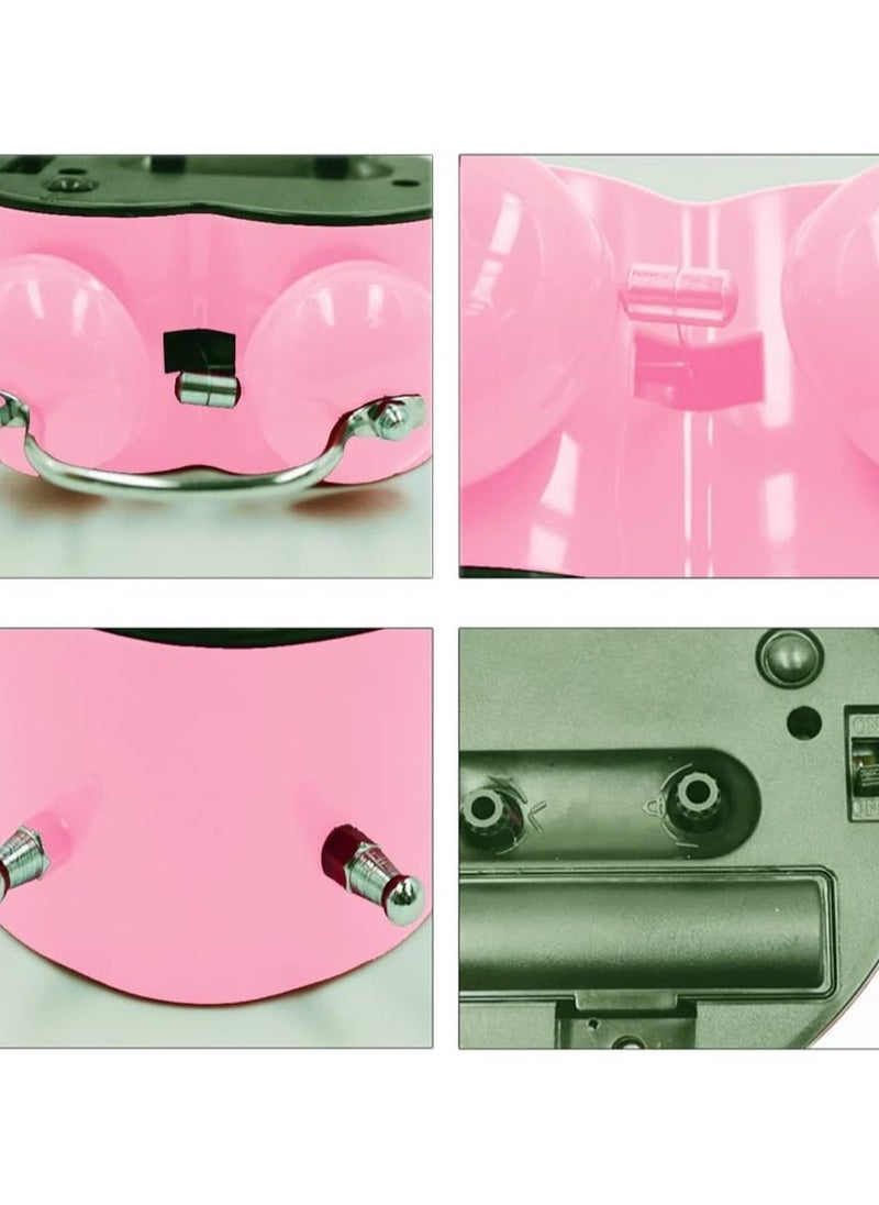 3 Inches Cute Twin Bell Loud Alarm Clock Silent Analog Quartz Nightlight Tableclock Battery Operated for Kids, Seniors, Heavy Sleepers, Decorations for Bedroom, Living Room (Pink)