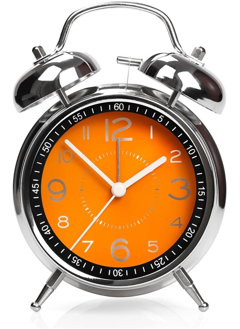 Super Loud Alarm Clock for Heavy Sleepers Adults Twin Bell Retro 4 Inch Silent Non-Ticking Quartz with Backlight, Metal dial, Alarm Clocks for Bedrooms Bedside
