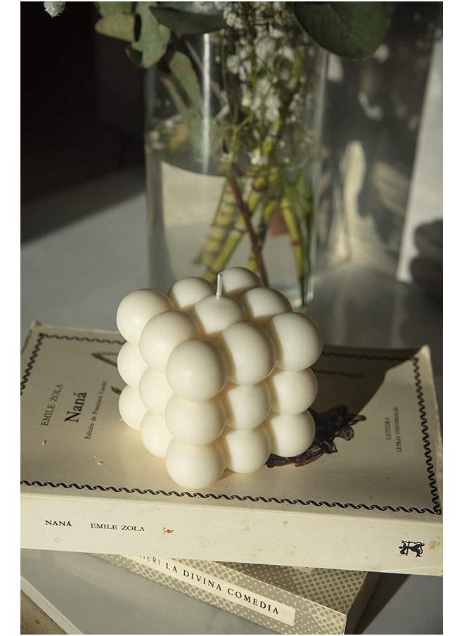 Bubble Cube Soy Wax Candle White 5.85x2.5inch