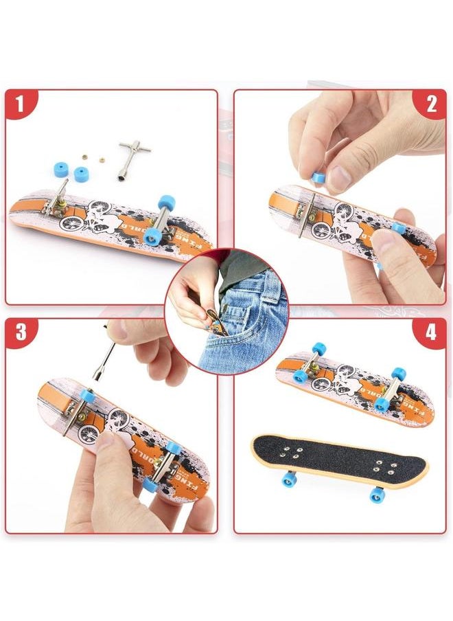 Finger Skateboard Ramp Set, Mini and Accessories Props Deck Track Ultimate Park Ramps Fingerskate Toy Set for Kids Birthday Gift (D)