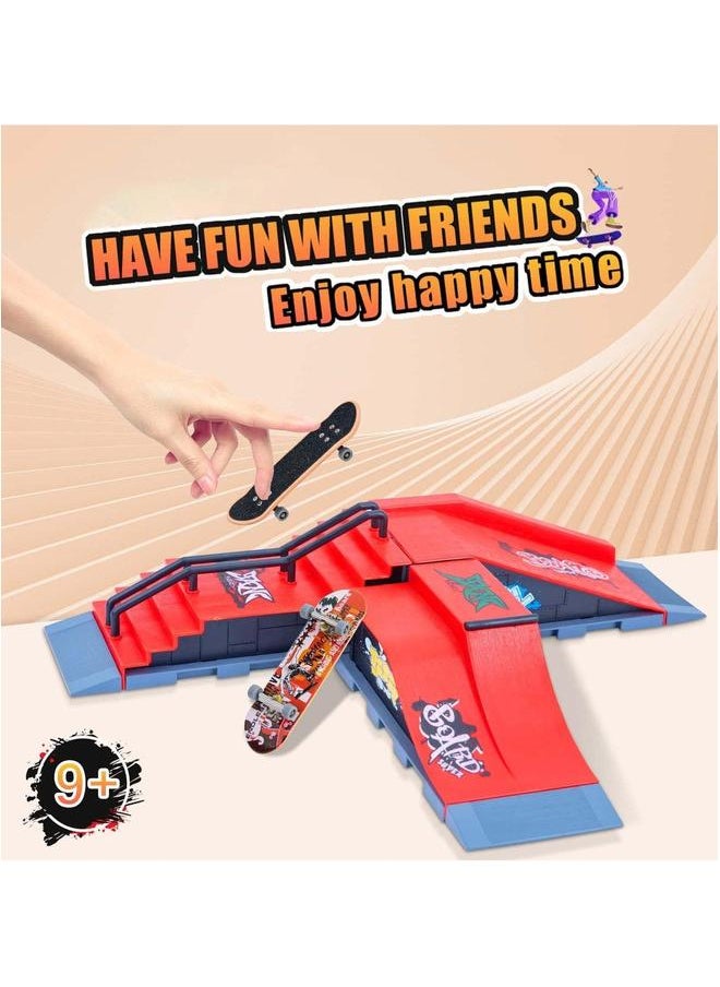 Finger Skateboard Ramp Set, Mini and Accessories Props Deck Track Ultimate Park Ramps Fingerskate Toy Set for Kids Birthday Gift (D)