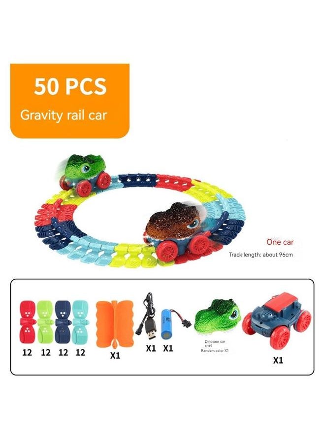 1 Box Set Of Dinosaur Anti-Gravity Track Car 50PCS Children's Toys Shape Assembly Twisted Roller Coaster Educational