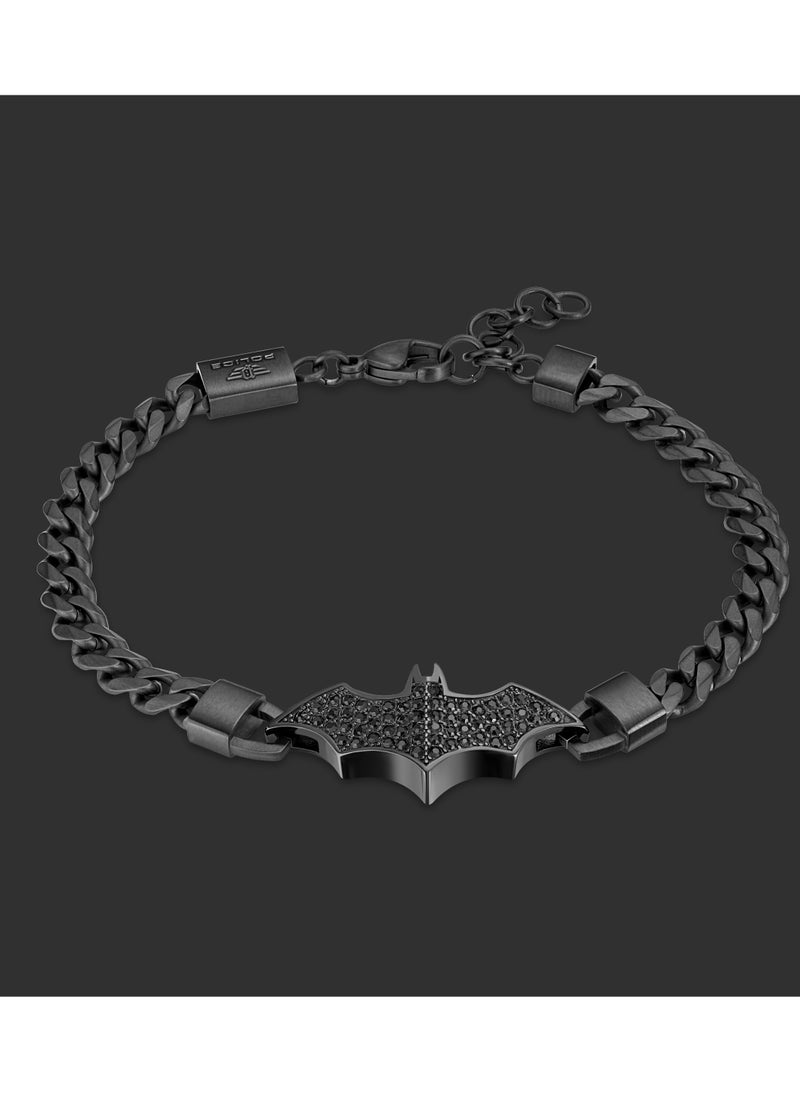 Batarang BraceletLimited Edition Black Linked Chain with Embedded Black CrystalsMen's Iconic Statement Style