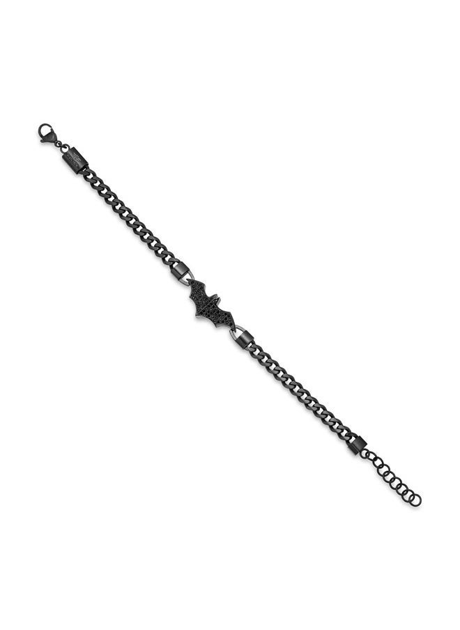 Batarang BraceletLimited Edition Black Linked Chain with Embedded Black CrystalsMen's Iconic Statement Style