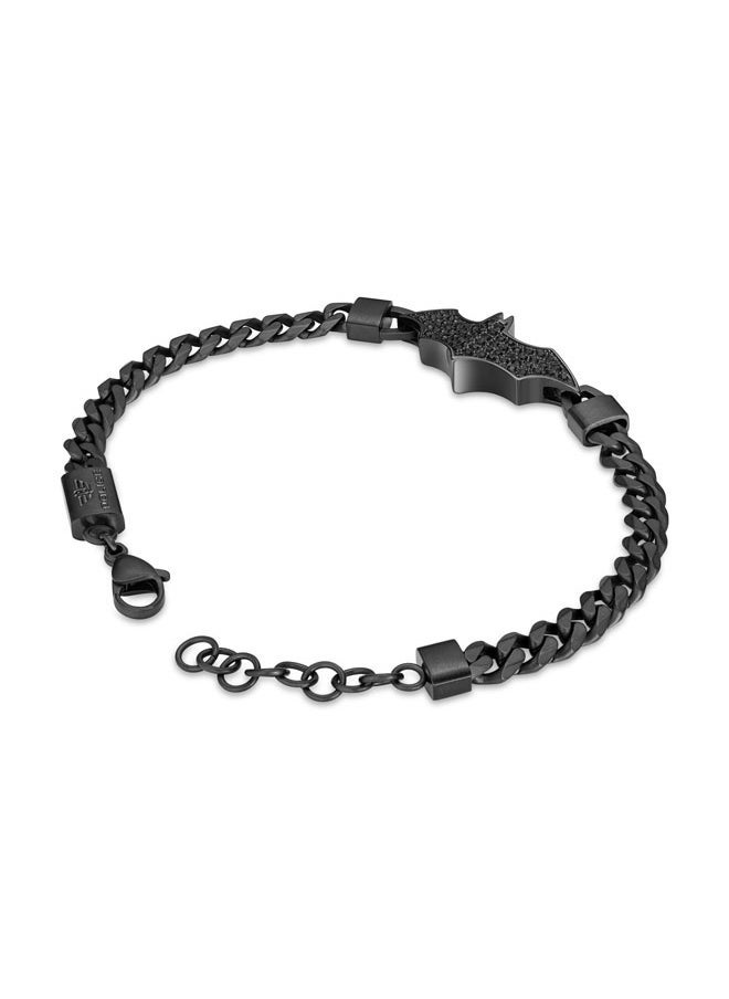 Batarang BraceletLimited Edition Black Linked Chain with Embedded Black CrystalsMen's Iconic Statement Style