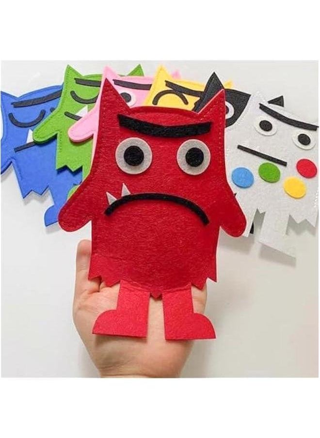 Color Monster Hand Puppets Set, My Emotional Little Cartoon Doll, Blue/Red Puppets, Set