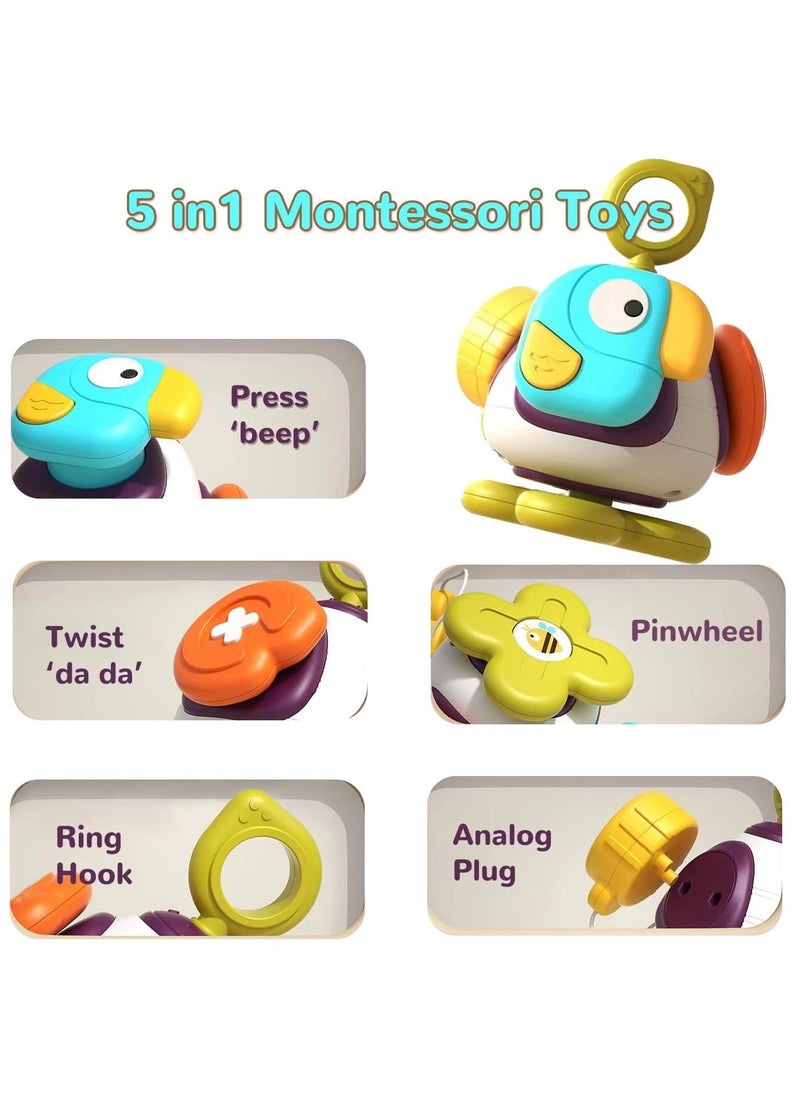 Toddler Busy Cube Travel Toy for Toddler 2 3 Year Old, Baby Sensory Toy Activity Busy Board Fidget Cube for Kids Educational Learning Toys (Wood)