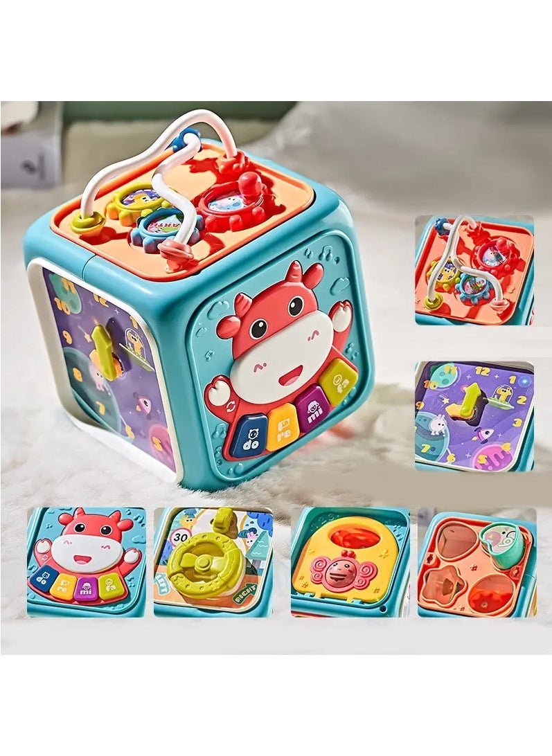 Activity Cube,Busy Cube Toys Montessori Toys for 1+ Year Old 6-in-1 Toddler Busy Cube Toys for Toddler 1-3 Educational Busy Cube Learning Toys for 18+ Months,Travel Sensory Toys for Boy Girl (Red)