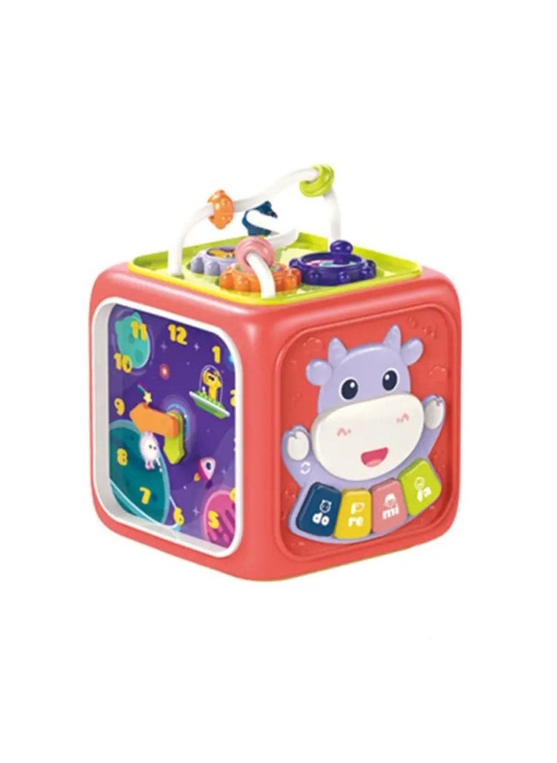 Activity Cube,Busy Cube Toys Montessori Toys for 1+ Year Old 6-in-1 Toddler Busy Cube Toys for Toddler 1-3 Educational Busy Cube Learning Toys for 18+ Months,Travel Sensory Toys for Boy Girl (Red)