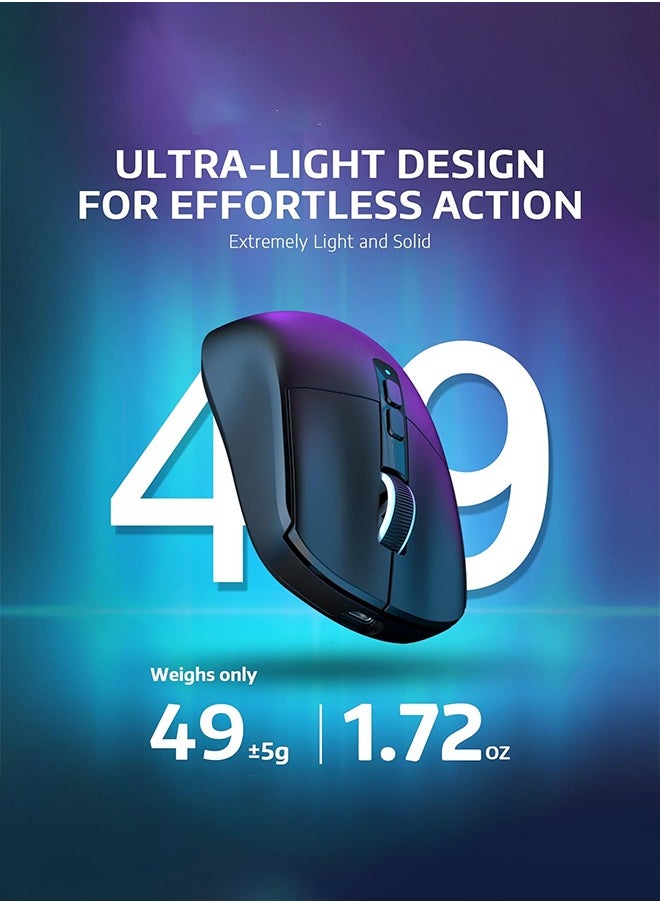X6 Lightweight Wireless Gaming Mouse with Tri-Mode Wired/2.4GHz/BT5.2, PAW3395 Optical Sensor,Up to 26K DPI RGB Touch Magnetic Charging Base