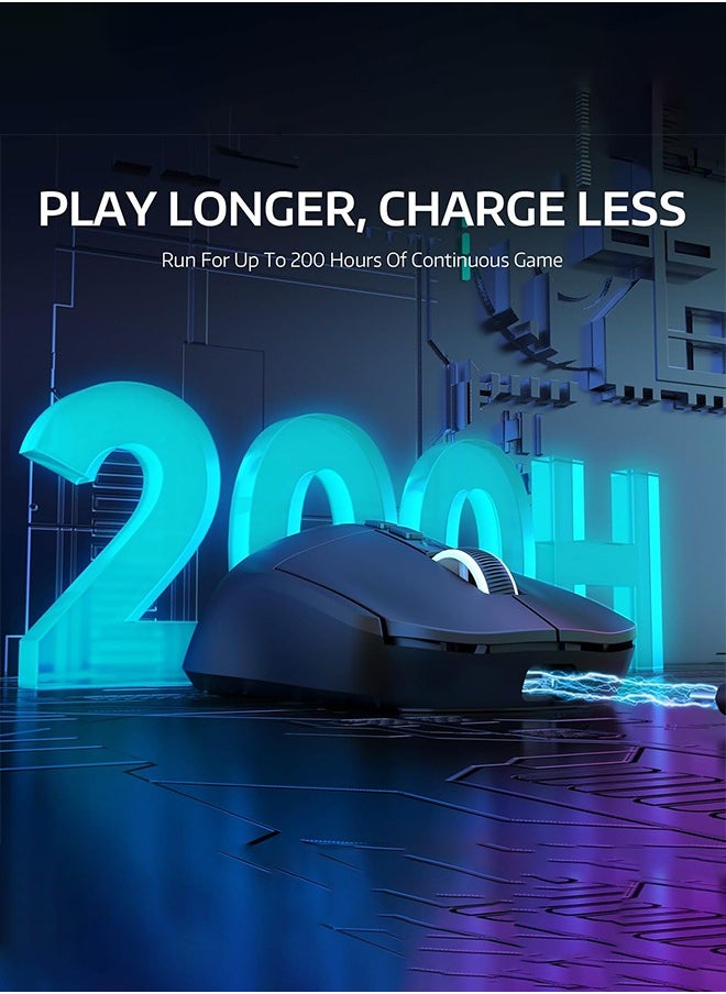 X6 Lightweight Wireless Gaming Mouse with Tri-Mode Wired/2.4GHz/BT5.2, PAW3395 Optical Sensor,Up to 26K DPI RGB Touch Magnetic Charging Base