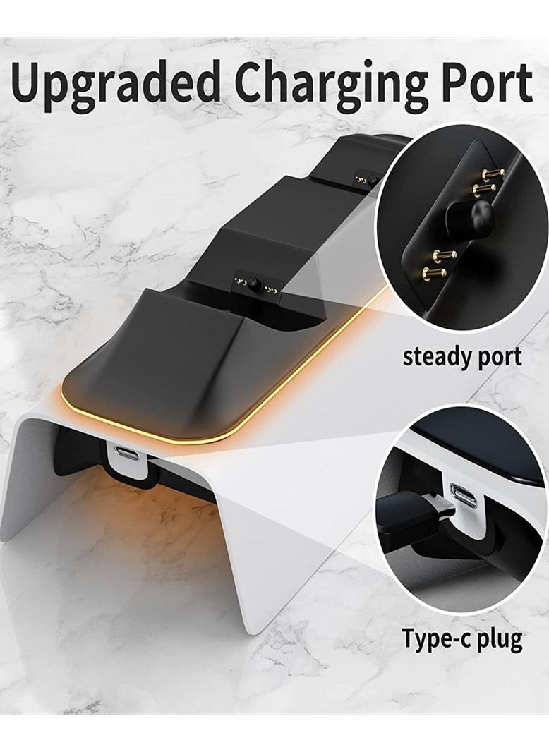 Arabest PS5 Controller Charger, Charging Station with Intelligent Chip in 3 Hrs Fast Type-C Charging, Dualsense Stand Docking for Dual Controllers LED Indicator