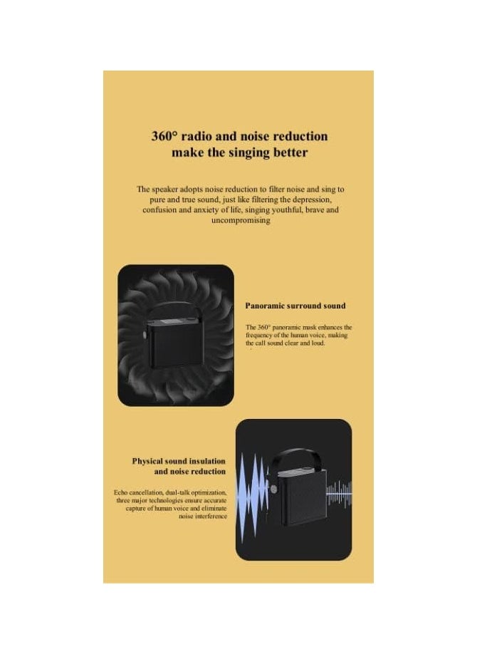 120W High Power Wireless Portable Microphone Bluetooth Speaker Sound Family Party Karaoke Subwoofer Boom box caixa de som Ys-219.(Black)