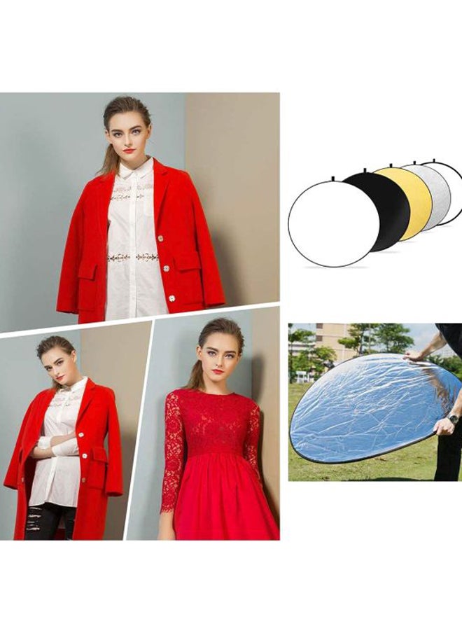 5-In-1 Multi-Disc Light Reflector With Bag 110x5cm White/Black/Gold
