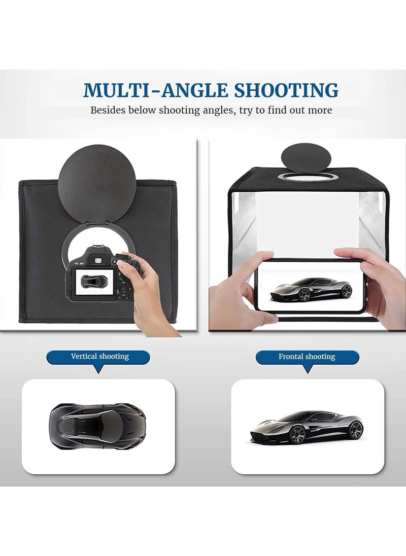Puluz Upgraded 40cm/15.8 Inch Ring LED Panel Folding Portable Light Photo Lighting Studio Shooting Tent Box Kit with 6 Backdrops of double Colour 3 ModeTemp