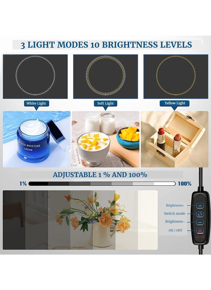 Puluz Upgraded 40cm/15.8 Inch Ring LED Panel Folding Portable Light Photo Lighting Studio Shooting Tent Box Kit with 6 Backdrops of double Colour 3 ModeTemp