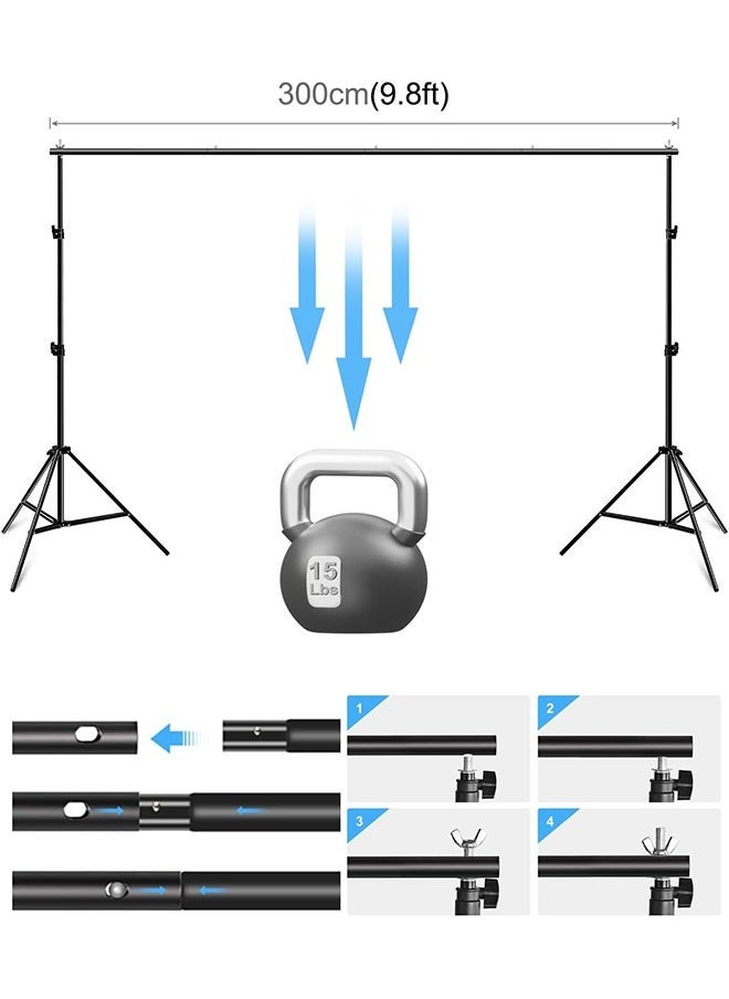 Photography Kit Adjustable Backdrop Stand Photo Backdrop Bar Kit with Two Clips