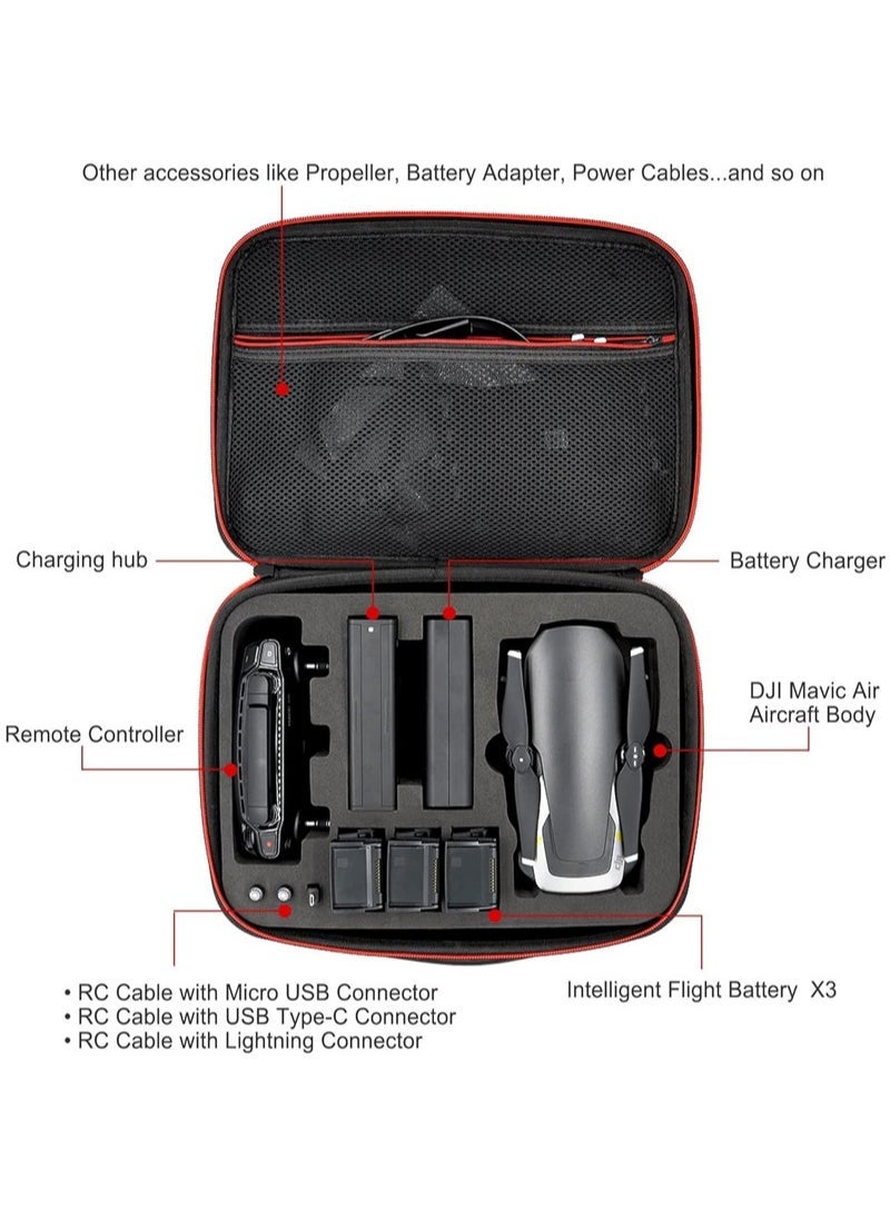 Hard Carrying Case for DJI Mavic Air Drone, Portable Handbag with EVA surface Fits Drone, Batteries, Controller, Charger, Propellers and Accessories