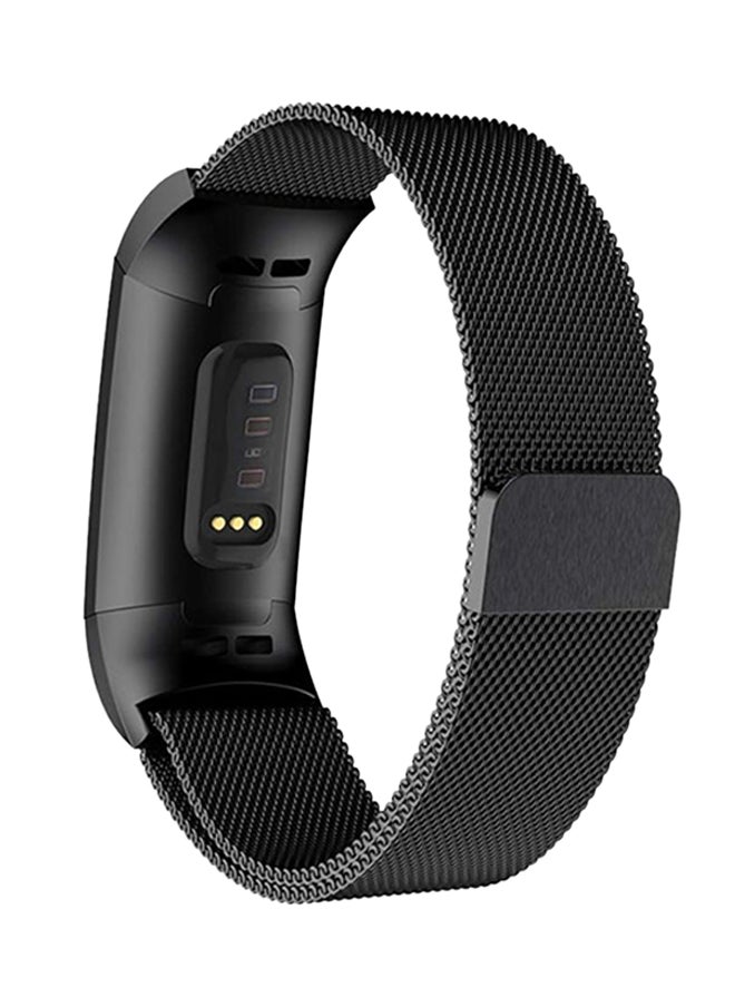 Fitness Tracker Replacement Band For Fitbit Charge 3 Milanese Black