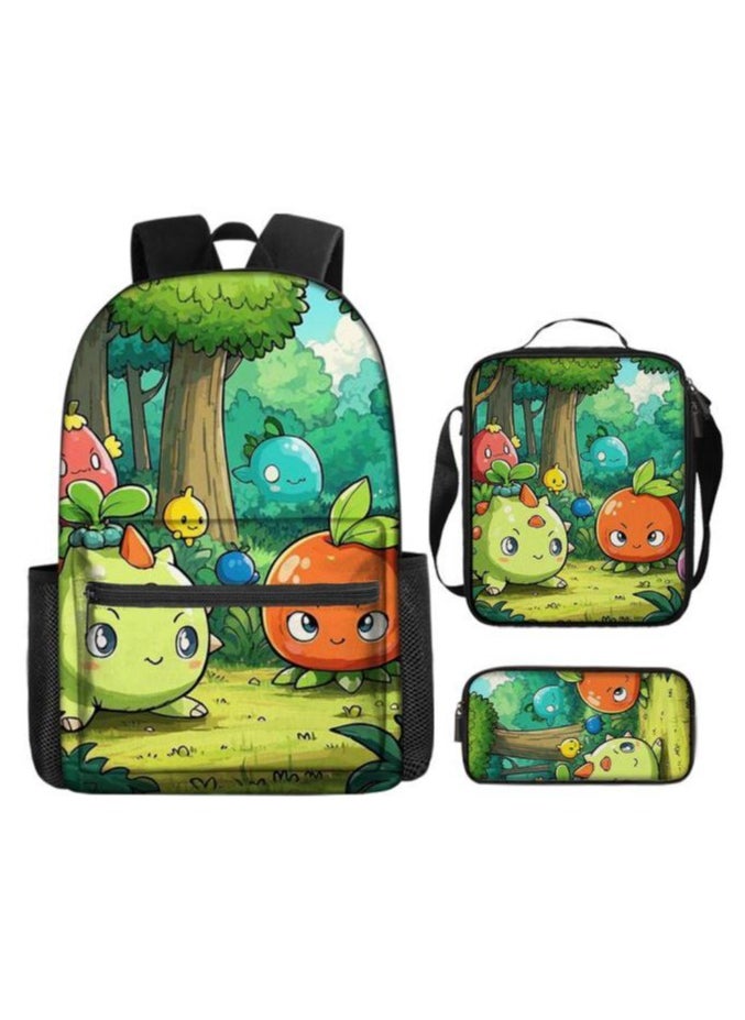 Cartoon three-piece schoolbag with zipper - 150