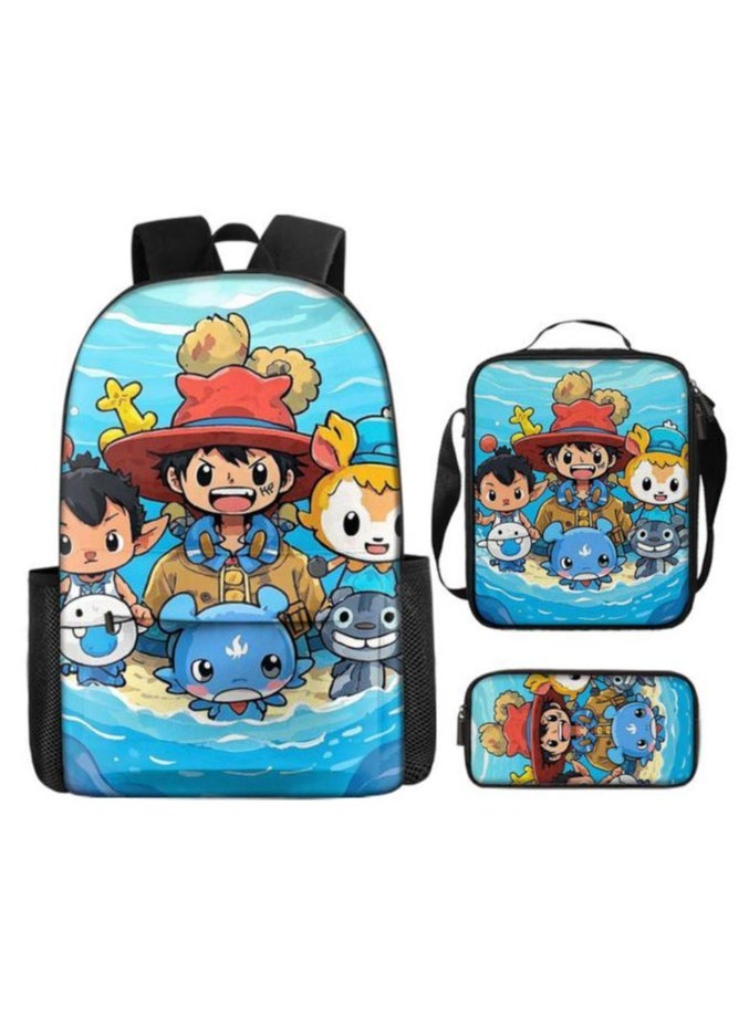 Cartoon three-piece schoolbag with front pocket - 176