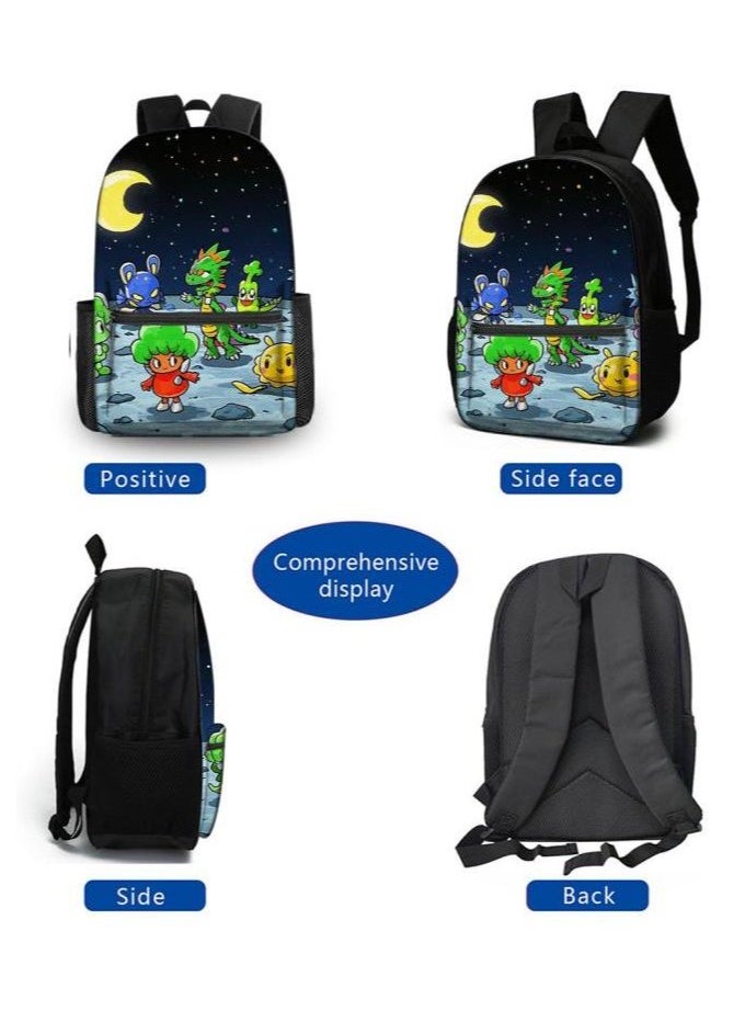 Cartoon three-piece schoolbag with zipper - 1305