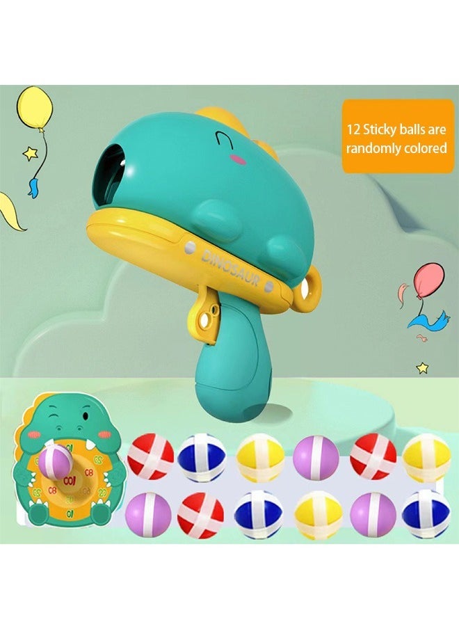 Kids Dinosaur Dart Board Gun Shooting Toy Target Game with 12 Sticky Balls Indoor Outdoor Competitive Games Birthday Gifts For Children