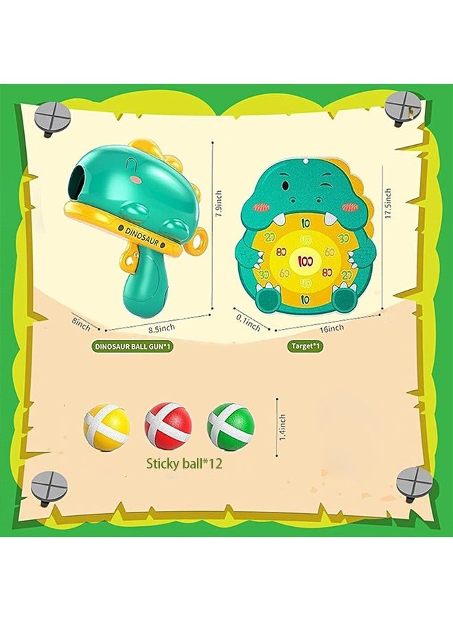 Kids Dinosaur Dart Board Gun Shooting Toy Target Game with 12 Sticky Balls Indoor Outdoor Competitive Games Birthday Gifts For Children