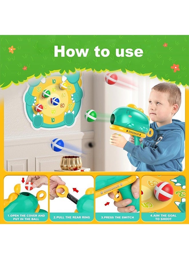 Kids Dinosaur Dart Board Gun Shooting Toy Target Game with 12 Sticky Balls Indoor Outdoor Competitive Games Birthday Gifts For Children