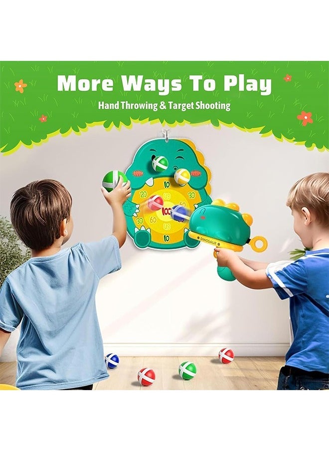 Kids Dinosaur Dart Board Gun Shooting Toy Target Game with 12 Sticky Balls Indoor Outdoor Competitive Games Birthday Gifts For Children