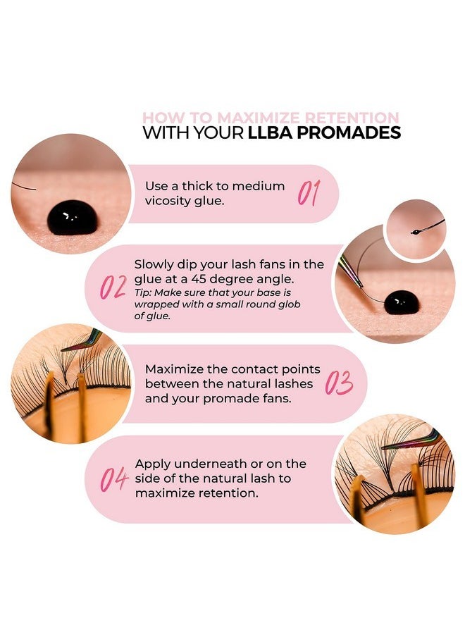 Promade Fans | Handmade Volume Eyelashes | Multi Selections From 3D To 16D | C Cc D Dd L M Curl | Thickness 0.03 ~ 0.1 Mm | 8 - 20Mm Length | Long Lasting | Easy Application (5D-0.07 Cc 13 Mm)