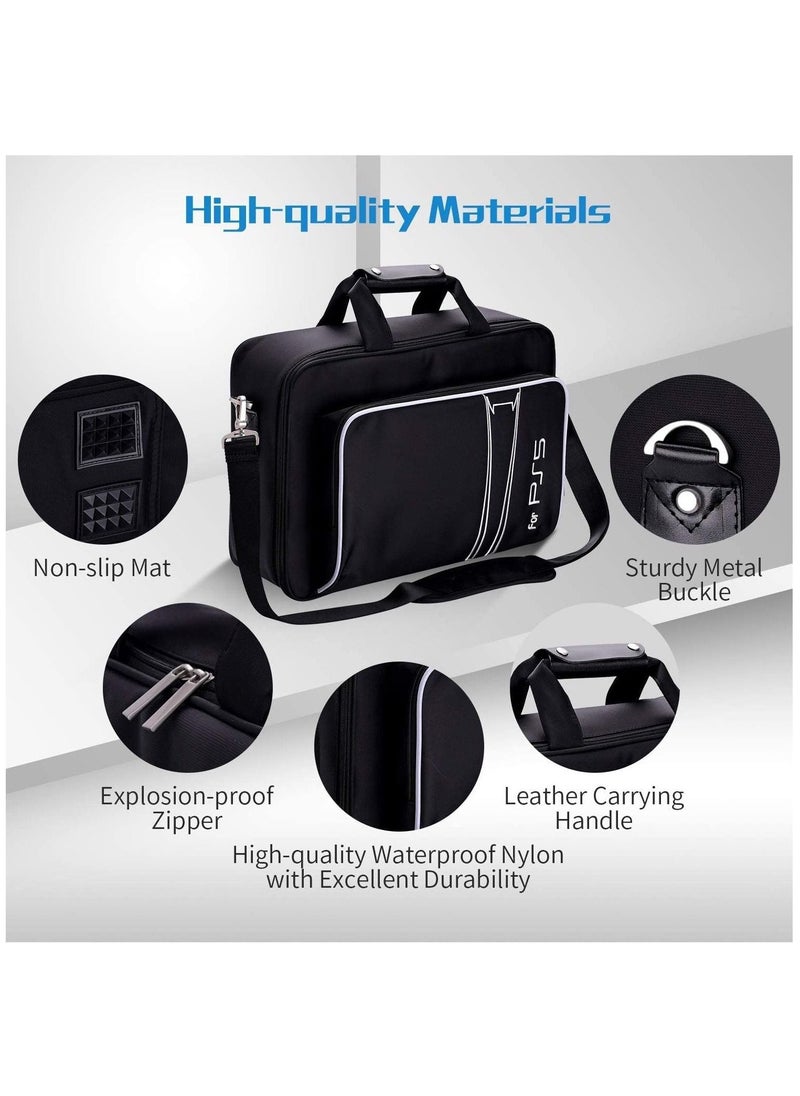 PS5 Carrying Case for Storage Protective PS5 Console Disc/Digital Edition with Shockproof Compartments