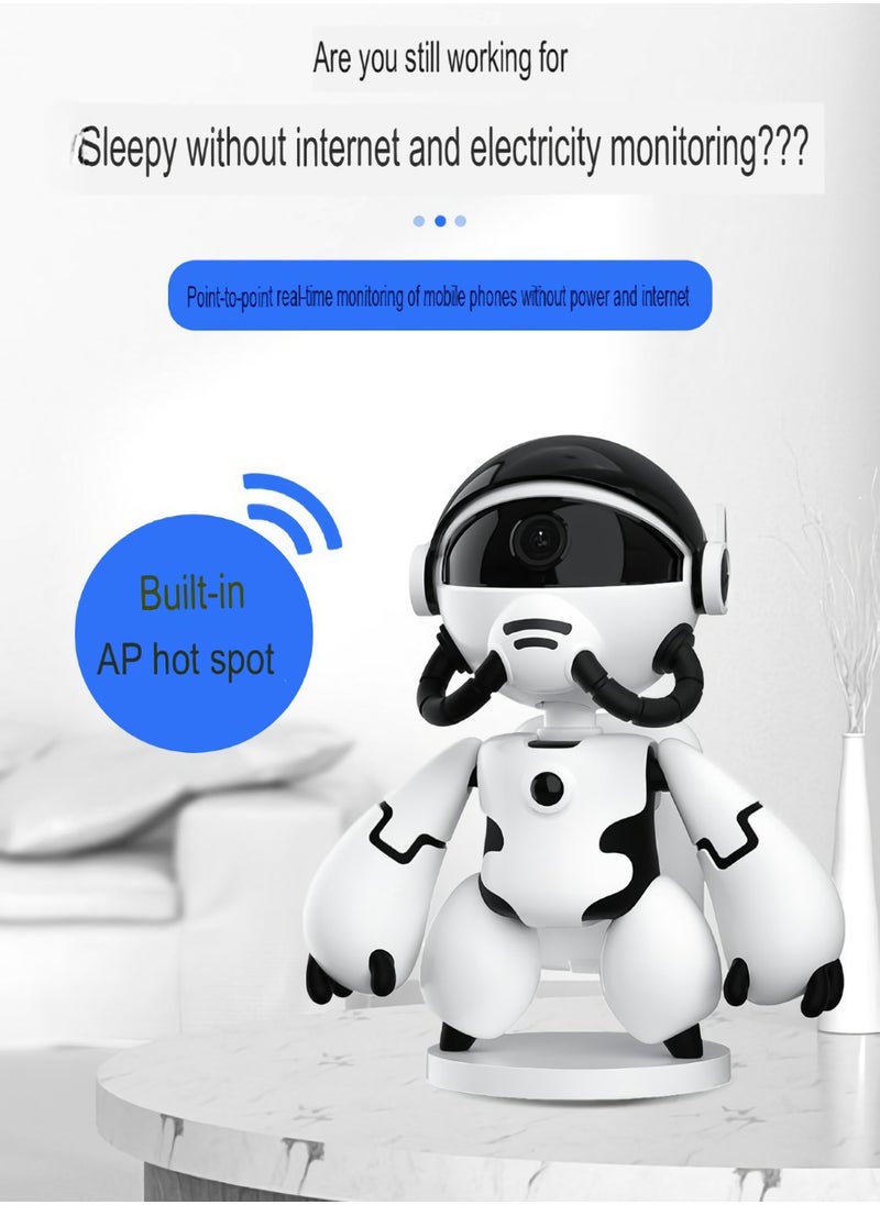 T3 Robot Low Power PIR Camera, 360 Shaking Head Wifi Wireless Camera With Long Battery Life, Durable And Portable Ultra HD Home Video Recorder Camera, (1pc, White)