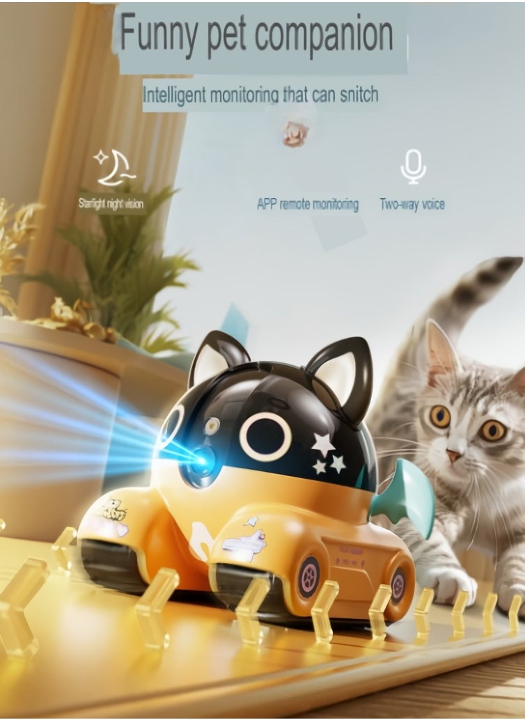 Wifi Pet Monitoring Mobile Camera, Wireless AI Smartphone Pet Monitor Camcorder, Sturdy And Durable Moving Camera For Pet Monitoring Home Security, (1pc, Yellow)