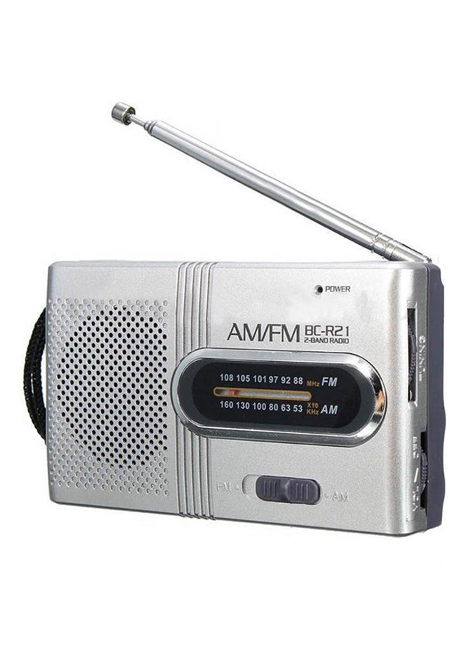 Mini Portable AM/FM Radio Speaker 295729 Silver/Black
