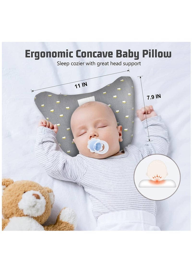 Baby Bassinet Bed, Baby Nest with Small Pillows, Soft Newborn Bionic Sleeping Bed for Bedroom (Grey Crown)
