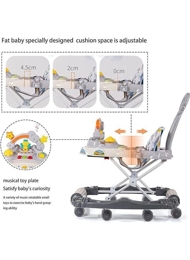 Multifunction Baby Walker For Boys And Girls With Removable Footrest, Feeding Tray Rocking Function And Music Tray, Foldable Activity B-Style Blue