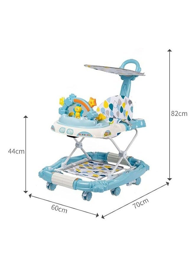 Multifunction Baby Walker For Boys And Girls With Removable Footrest, Feeding Tray Rocking Function And Music Tray, Foldable Activity B-Style Blue