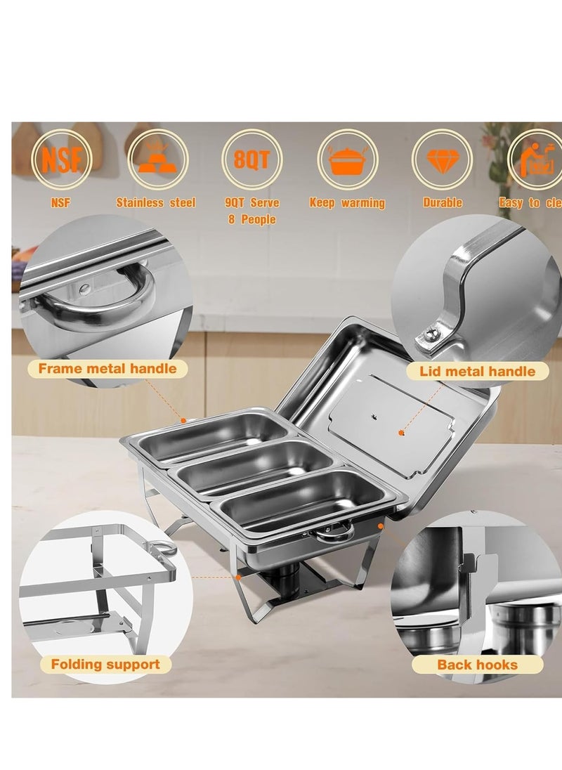 Chafing Dishes for Buffet, Stainless Steel Chafing Dish Buffet Complete Set, 8 Quart Chafers and Food Warmers Sets for Party, 63 * 35 * 31Cm