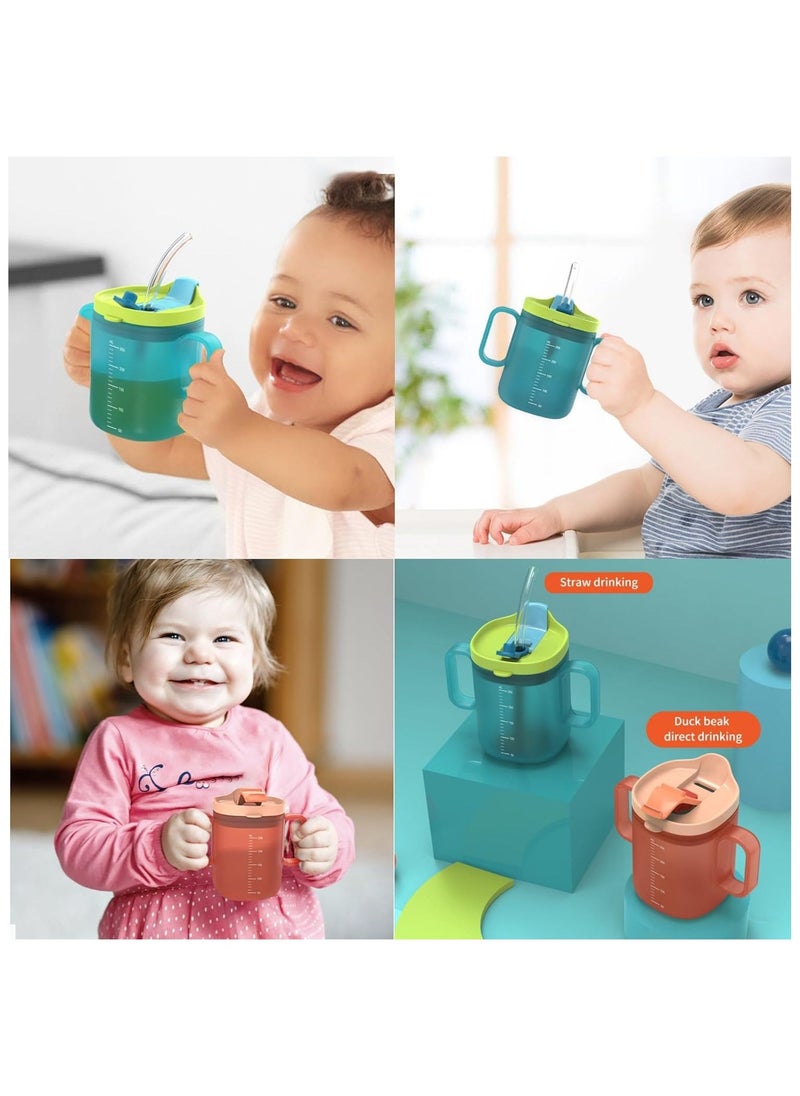 Baby Sippy Cups with Straw & Lid,Toddler Cups, Baby Cups, Sippy Cups for Toddlers 1-3, BPA Free, 8.5 OZ, Spill-Proof, Easy-Grip Handles & Dishwasher Safe for Infants & Kids (Blue)