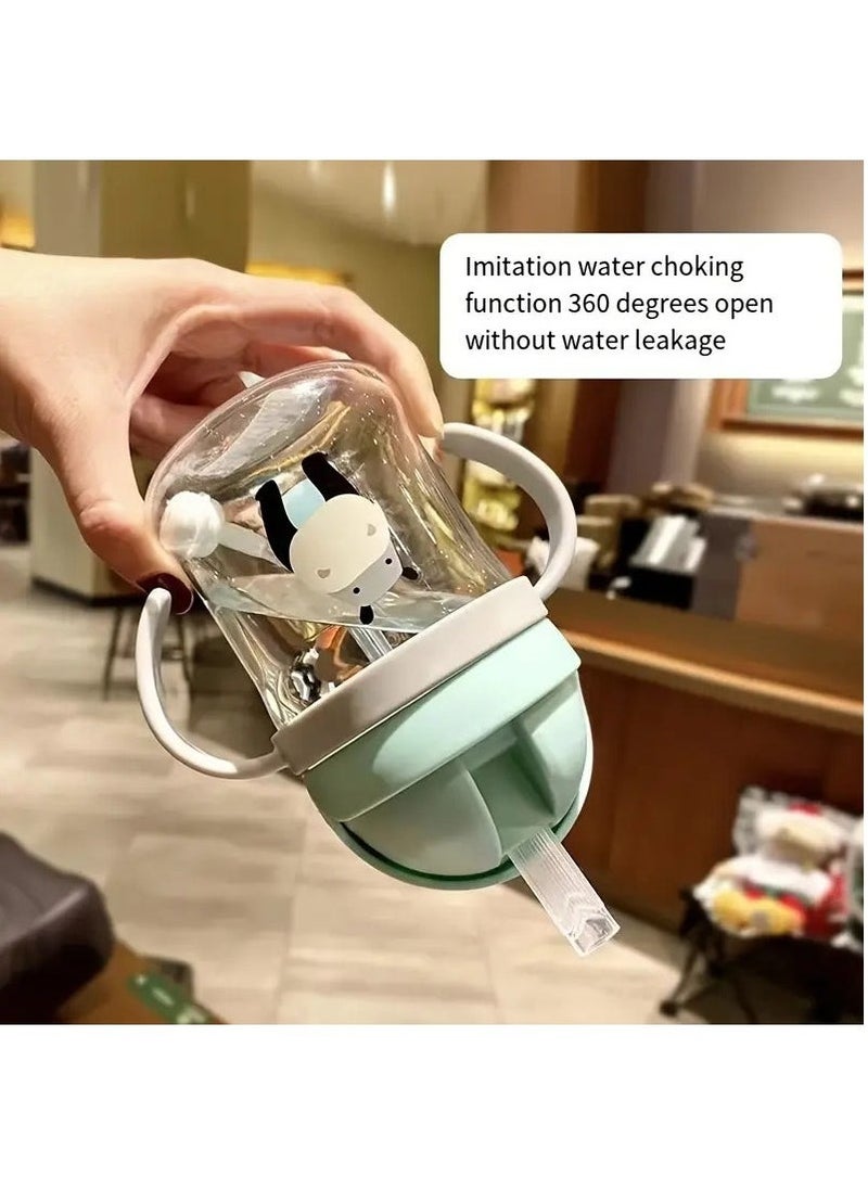 Sippy Cup for Baby more than 6 months, Spill-Proof Sippy Cup, Straw for Kids Water Bottle with Soft Silicon Spout Cup for Toddlers,BPA Free, 250ml,Spill Plastic Drinking Bottle with Handle