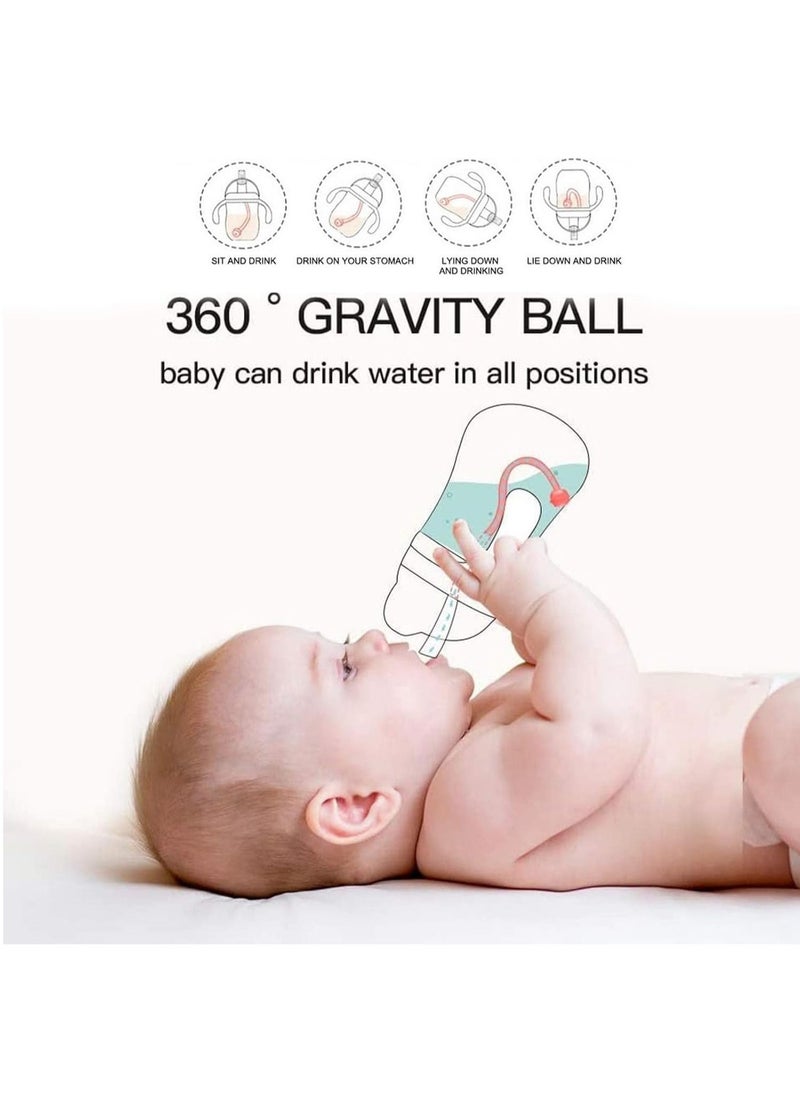 Sippy Cup for Baby more than 6 months, Spill-Proof Sippy Cup, Straw for Kids Water Bottle with Soft Silicon Spout Cup for Toddlers,BPA Free, 250ml,Spill Plastic Drinking Bottle with Handle