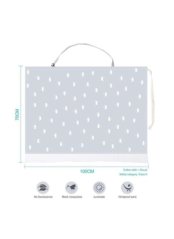 Nursing Cover,Baby 100% Cotton Breastfeeding Nursing Cover with Lace Screen Yarn,Cotton Nursing Apron,Baby Nursing Cover and Nursing Poncho-100 * 70cm (Grey Crown)