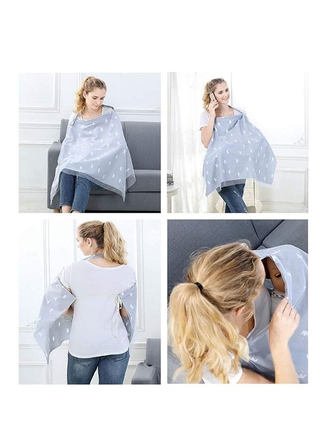 Nursing Cover,Baby 100% Cotton Breastfeeding Nursing Cover with Lace Screen Yarn,Cotton Nursing Apron,Baby Nursing Cover and Nursing Poncho-100 * 70cm (Grey Crown)