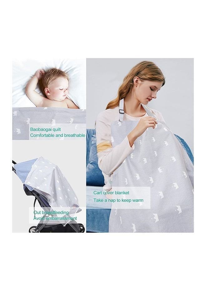 Nursing Cover,Baby 100% Cotton Breastfeeding Nursing Cover with Lace Screen Yarn,Cotton Nursing Apron,Baby Nursing Cover and Nursing Poncho-100 * 70cm (Grey Crown)