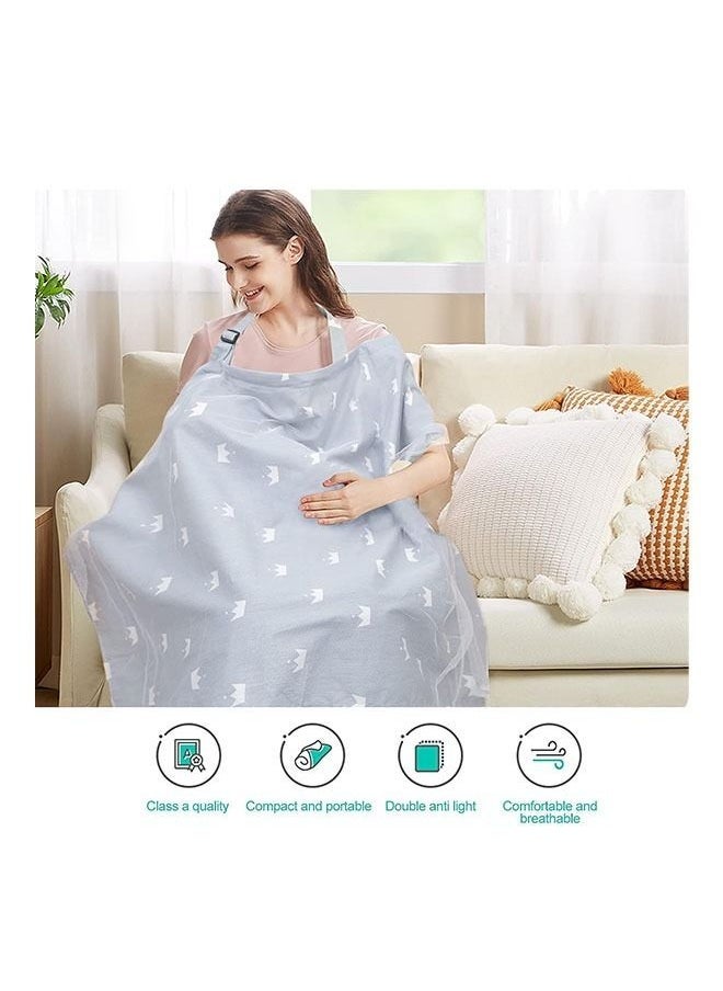 Nursing Cover,Baby 100% Cotton Breastfeeding Nursing Cover with Lace Screen Yarn,Cotton Nursing Apron,Baby Nursing Cover and Nursing Poncho-100 * 70cm (Grey Crown)