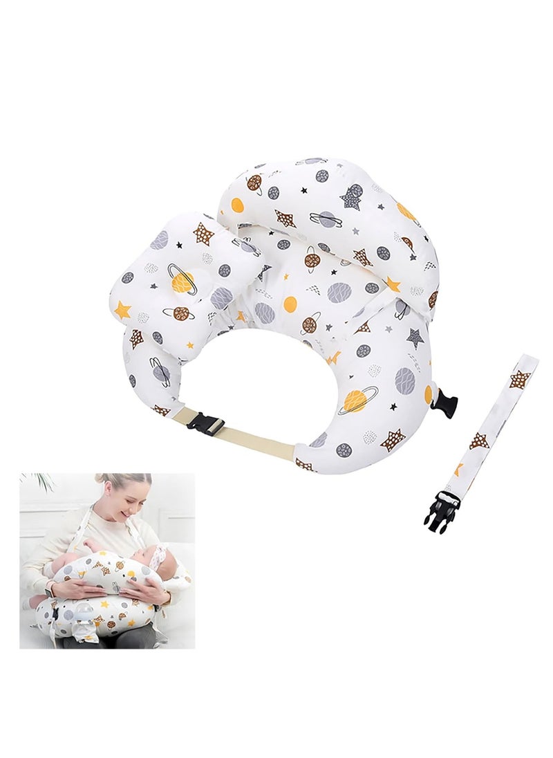 Nursing Pillow for Breastfeeding Baby,Positioner,Protective Baby Nursing Pillow with Extra Large Support and Baby Head Support,Adjustable Waist Belt Removable Cotton Cover (Planet)
