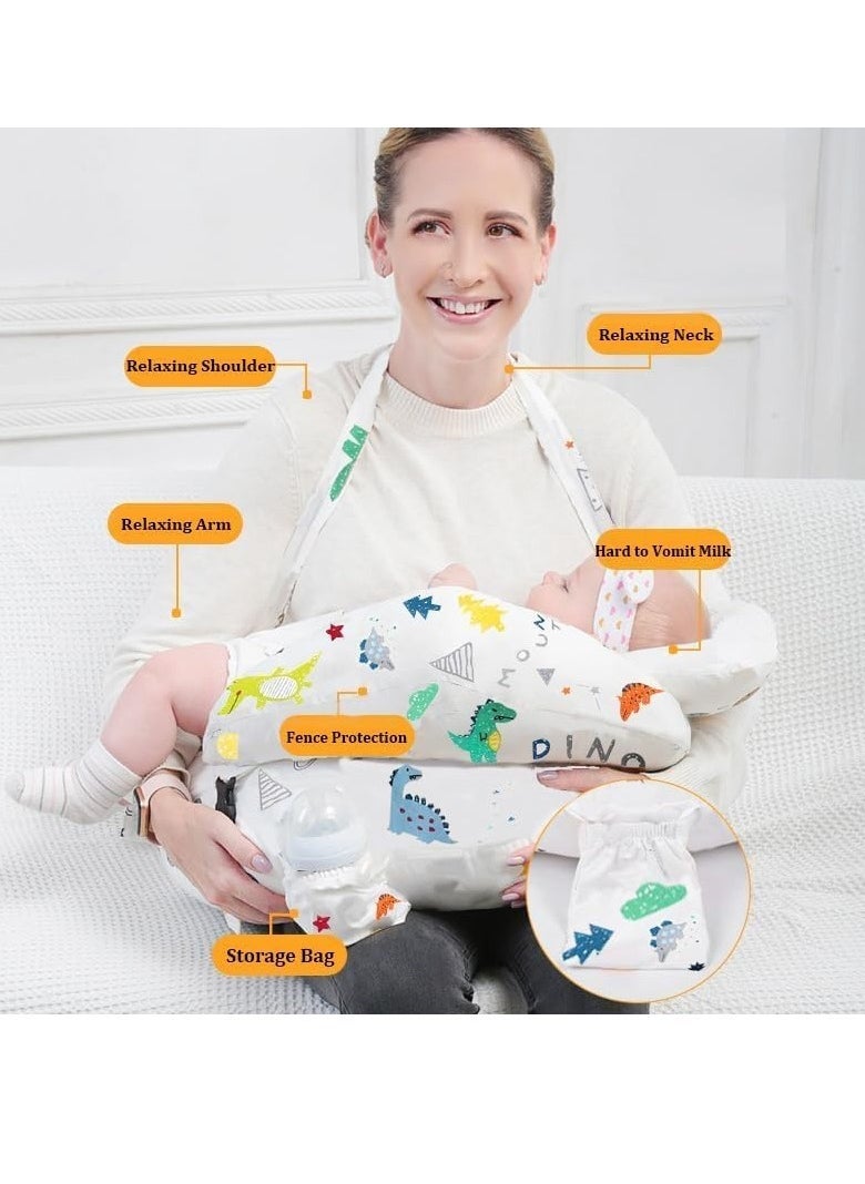Nursing Pillow for Breastfeeding Baby,Positioner,Protective Baby Nursing Pillow with Extra Large Support and Baby Head Support,Adjustable Waist Belt Removable Cotton Cover (Planet)